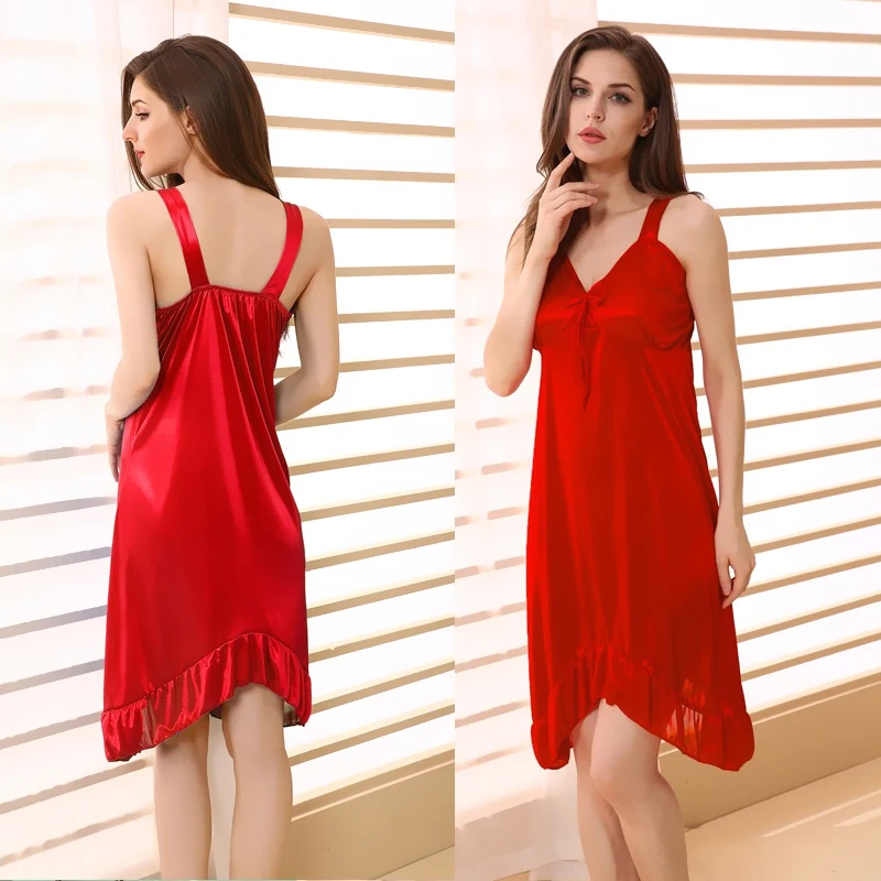 Big Size 5XL Sexy Women Nightgown Long Night Dress Artificial Silk Stain Deep-V Sleepwear Female Dressing Gown Nightie Nightwear