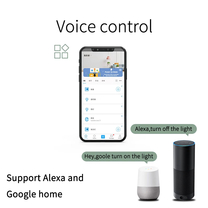 Miniinterruptor inteligente con WiFi, de 2 vías dispositivo compatible con Control de luz, módulo de hogar inteligente, funciona con Alexa, 16A, 1 a 10 unidades