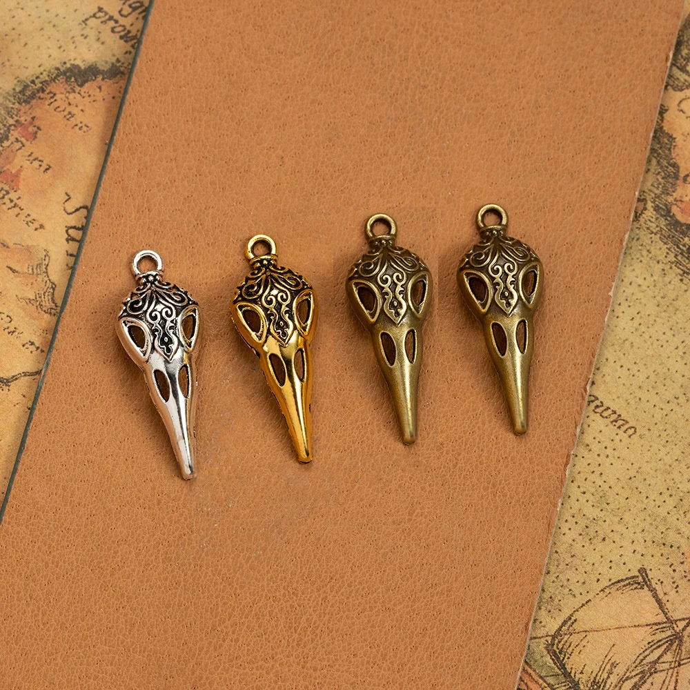 10Pcs/Lot 35x13mm Antique Silver Plated Bird Skull Skeleton Chrams Metal Alloy Pendant DIY Charms DIY Jewelry Making Findings
