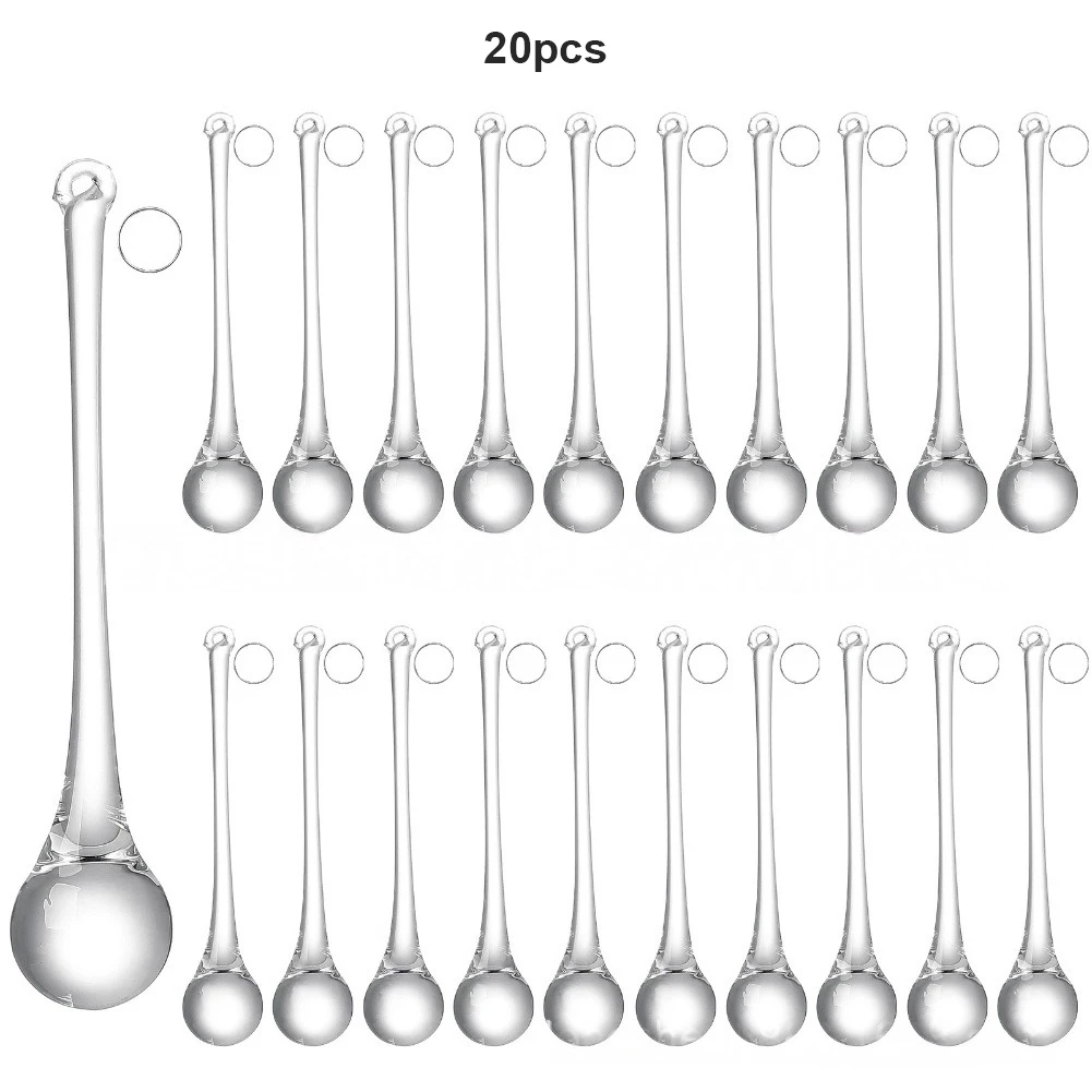 Ornements de gouttes de pluie en verre, 20 pièces, ornements de noël suspendus en forme de larme, pendentif suspendu réutilisable, décoration de maison pour fêtes de mariage