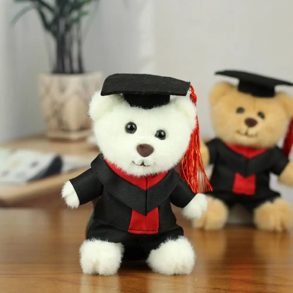 Ozdoba do plecaka z kapeluszem doktora, ukończeniowy miś z bawełny PP, kolorowy miś absolwent, miękki brelok do kluczy z misiem zwierzęcym, 15 cm.