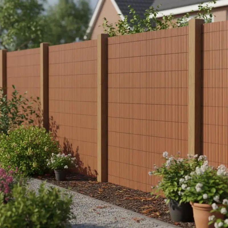 Doppelseitiges Gartenzaun-Element, PVC, 90x300 cm, braun