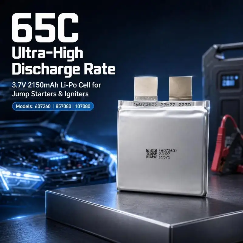 3.7V 2150mAh 65C Pouch Li-Po Battery Cell 607260 857080 107080 for Igniter & Jump Starter Power Supply