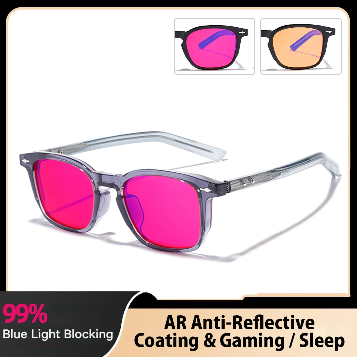 99% Anti-blue Glasses TR Small Frame Propionic Acid Pin PC Lens AR Anti-reflection Film E-sports Glasses Eye Protection