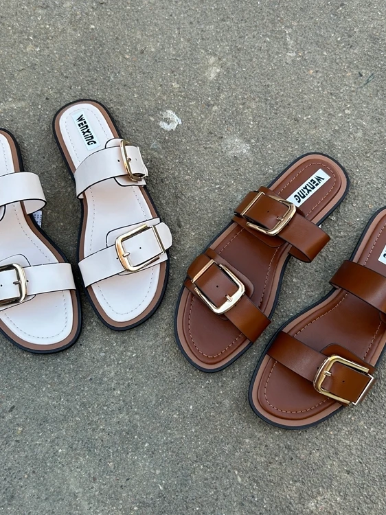 

Retro Strap Flat Bot Sandals Women's Outdoor Beach oes Thong Slippers Breathable Casual Slip-On Rubber Sole Sandals