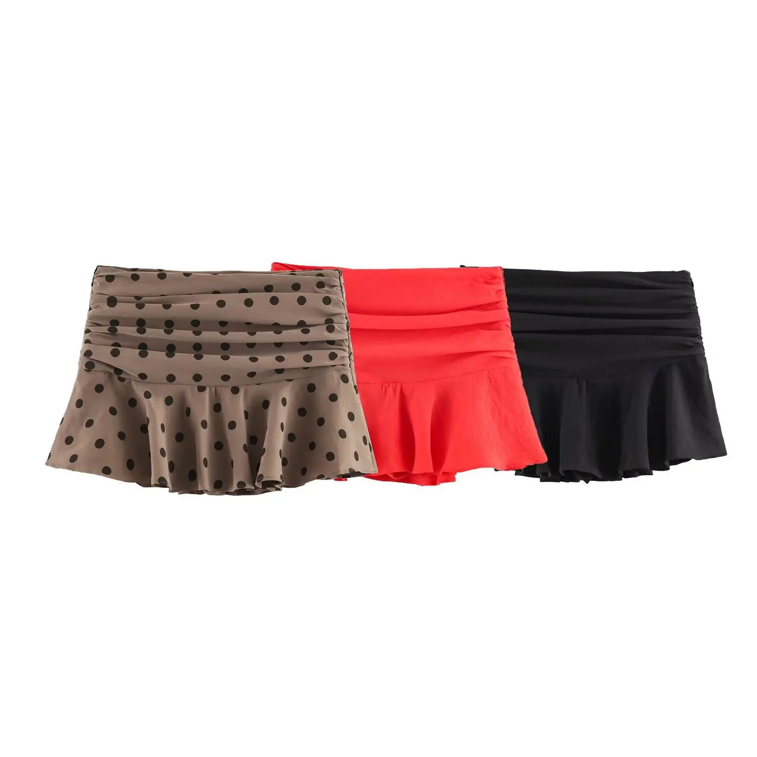 Women  Fitted Polka‑dot Tiered Cake Skirt Multi Layer Ruffled High Waist Mini Skirt Fashion Slim Fit Streetwear New Lady Outfit