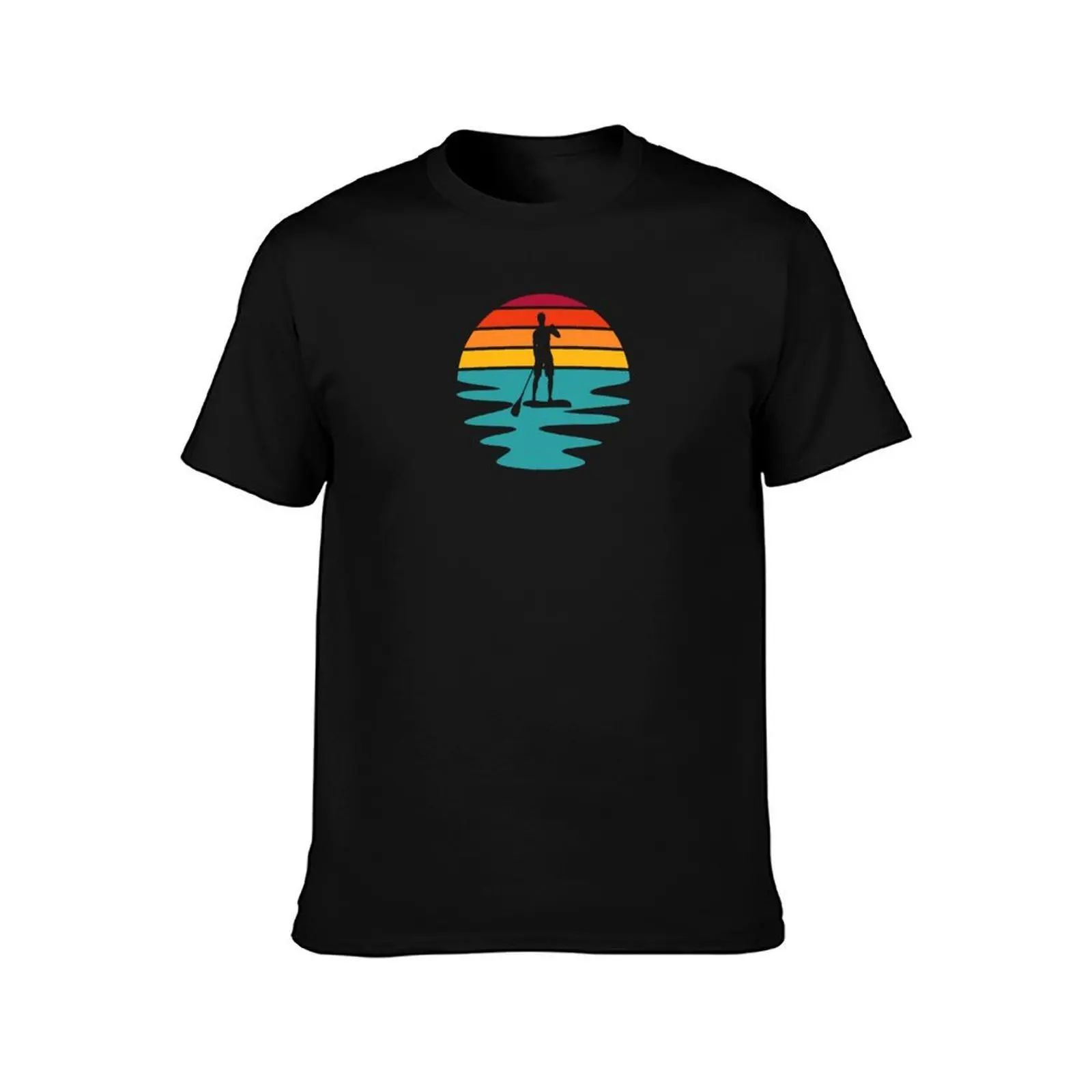 Stand Up Paddle Board - SUP - Retro Sunset On The Water T-Shirt Summer Casual Cotton Tee Oversized Streetwear Tops