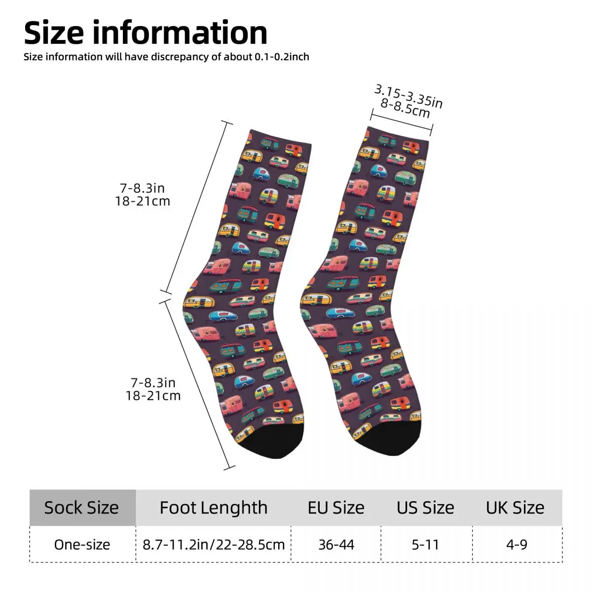 Happy Camper Tapestry Unisex Winter Socks Hiking Happy Socks street style Crazy Sock