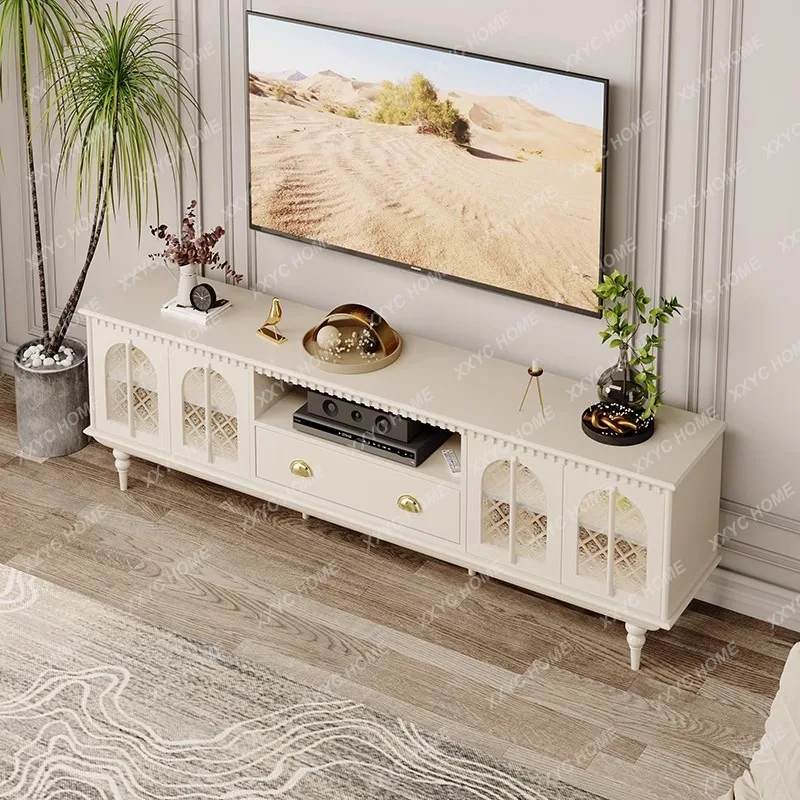 Home living room wall-side glass with sensor lights, black art light light luxury audio-visual cabinet
