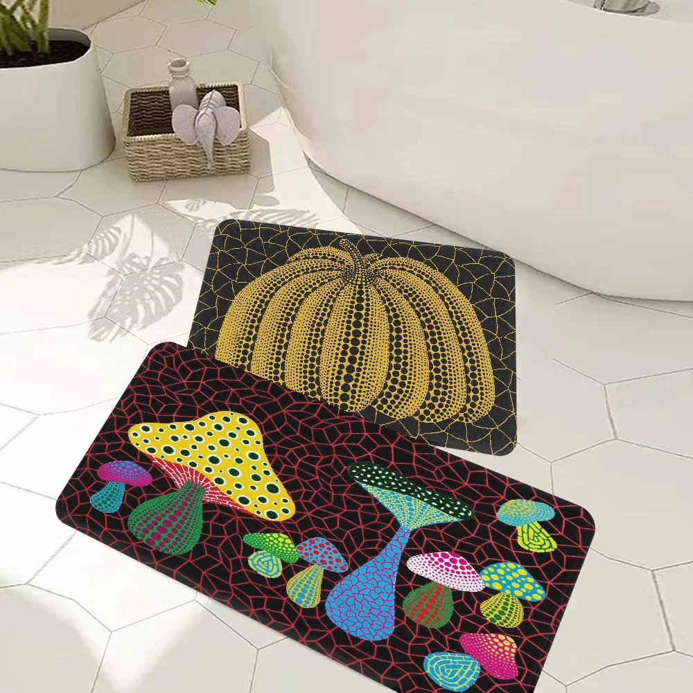 

Yayoi Kusama Art Exhibition Pumpkin Flower Floor Mat Bath Mat Nordic Style Home Doormat Bathroom-Toilet Mats Welcome Doormat