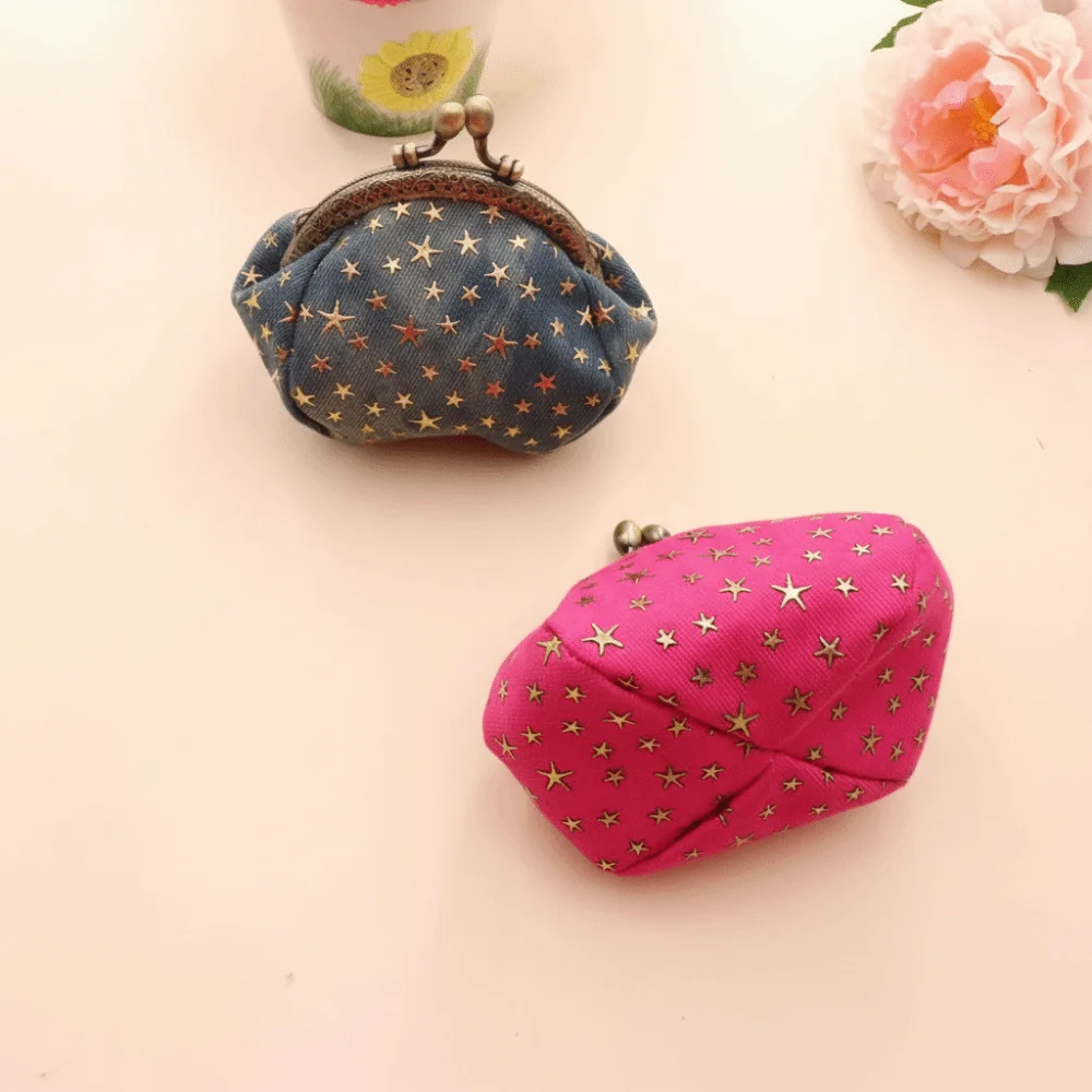 Fashion Denim Cloth Coin Purse Casual Portable Clutch Bag Five-Pointed Star Wallets Women