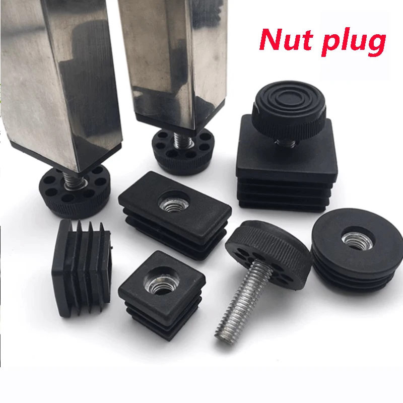 

2/3/5/8~20PCS M10 30x60mm Thread Black Plastic Furniture Feet Plug Blanking End Caps Insert Plugs with Adjust Thread Feet