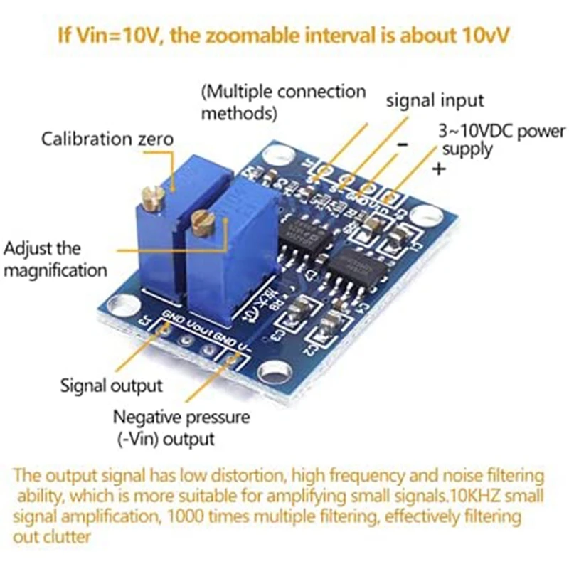 3-12V DC High Precision Low Offset AD620 Microvolt Voltage Amplifier Module Small Signal Instrumentation Amplifier Board