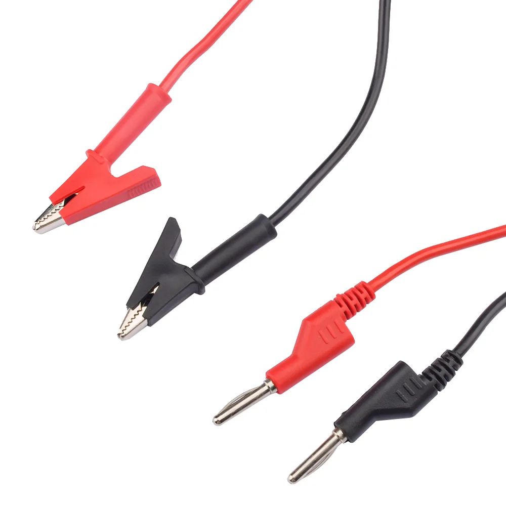 Cable de cable de doble extremo de 1M, cable de prueba de voltaje eléctrico de 4mm, conector Banana, pinza de cocodrilo 8A-12A, multímetro, cables de prueba DIY
