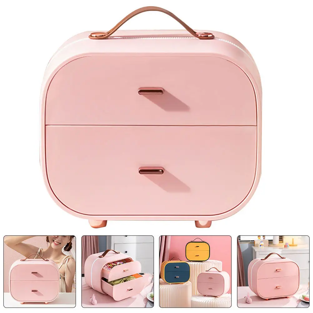 

1Pcs Jewelry Storage Box Dresser Makeup Organizer Lid Compact Plastic Storage Container Desktop Sundries Organizer