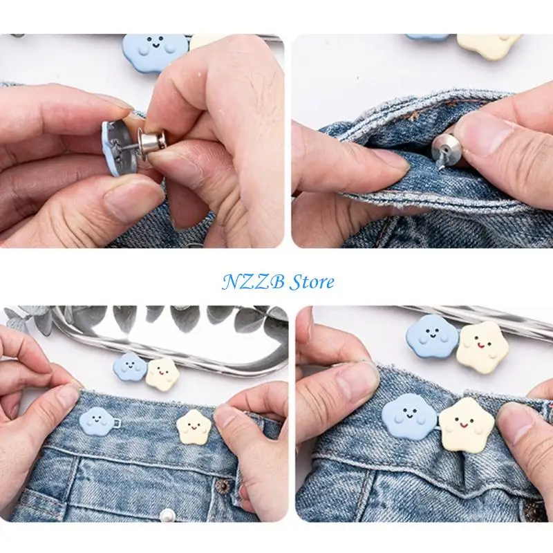 

T21F 3Pcs Cloud Waist Fastener Clip Jeans Pants Waist Tightener Women Waist Decors