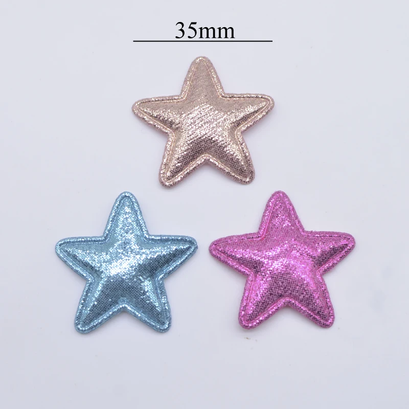 50Pcs 35mm Padded Star Appliques for Baby Crafts Clothes Sewing Patches DIY Headwear Bow Hair Clips Decor Accessories