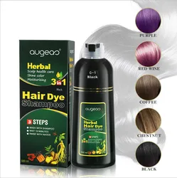 Tintura Herbal Hair para Remoção, Condicionamento Natural de Plantas, Shampoo Preto, Corante Rápido, Branco e Cinza, 30 ml, 500ml