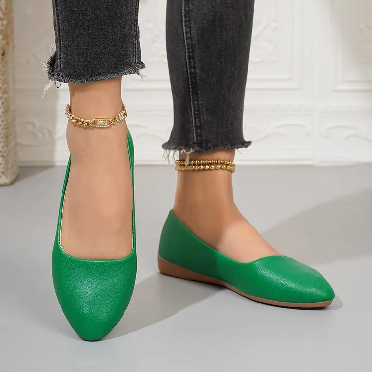 Einfarbige Ballerinas für Damen mit spitzer Zehenpartie, leicht und bequem, zum Hineinschlüpfen, für Alltag, Büro, Schule und Reisen – Detail 37