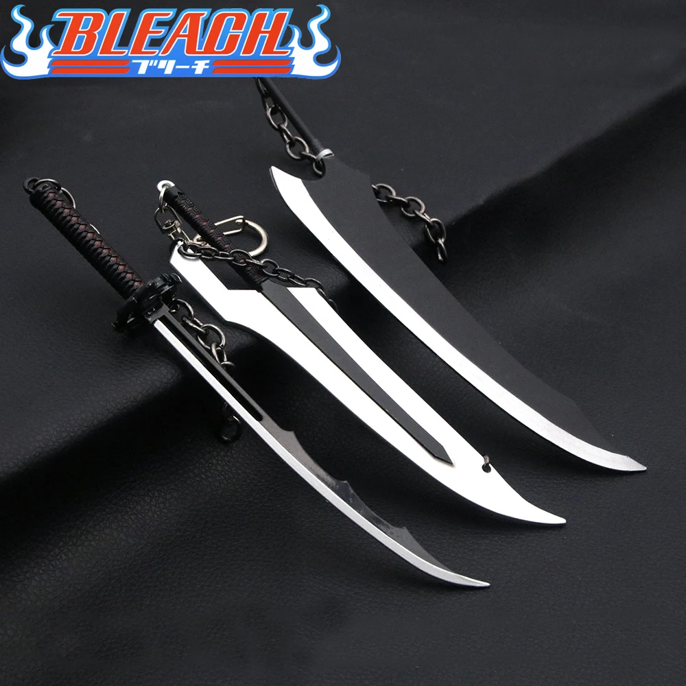 Anime Bleach Weapon Keychain Zangetsu Zanpakutou Samurai Royal Steel Katana Pendant Keychain for Men Car Gift Jewelry