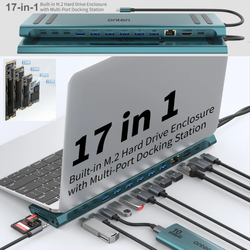 

Type-C To HDMI-compatible Adapter Splitter Adapter USB-C HUB Multi-function Docking Station Built-in M.2 Hard Drive Enclosure 4K