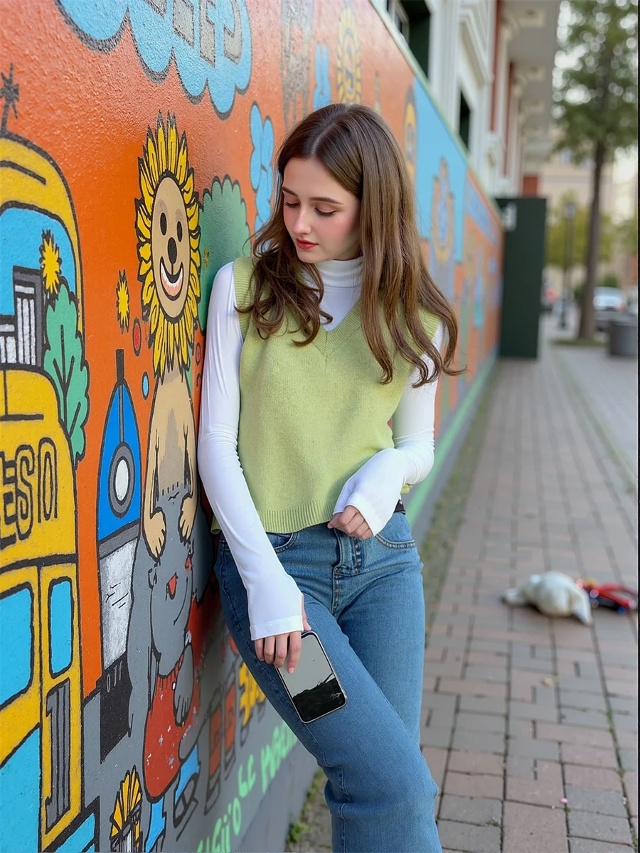 

Женский свитер, жилеты Dames, осенний универсальный узор в стиле аргайл, без рукавов, на пуговицах, в консервативном стиле, для колледжа, повседневный, простой, модный, женский