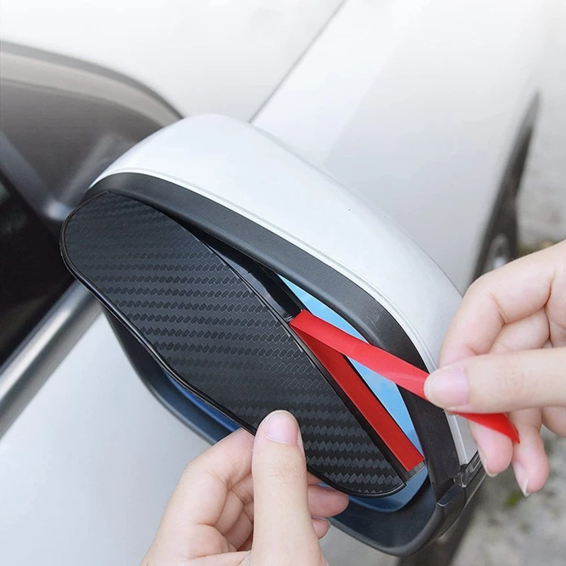 2PCS Carbon Fiber Rearview Mirror Sun Visor Shade Cover Car Rain Eyebrow Protector for Clear Vision Car Mirror Accessories