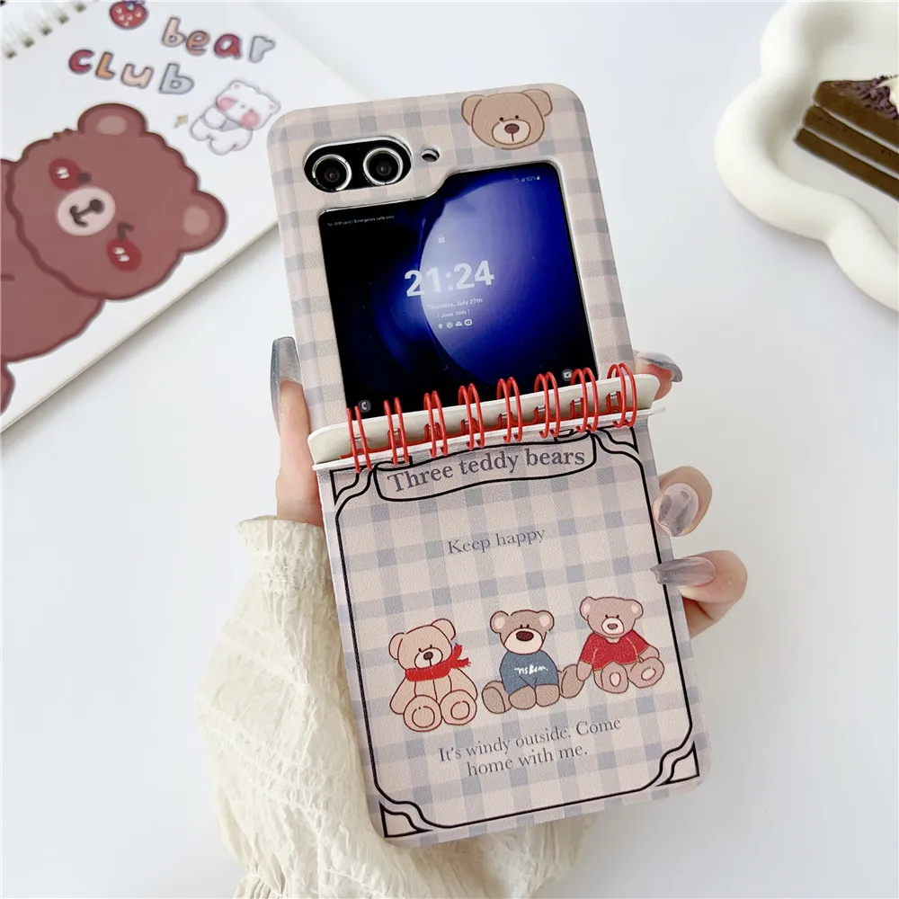 Capa de Couro Fofa para Samsung Galaxy Z Flip6, Capa para Galaxy Z Flip5, Capa para Z Flip4, Z Flip3, Capa para Z Flip7