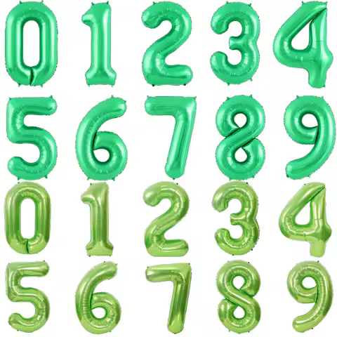 16/32/40inch Green Number Balloons Foil Balloon Jungle Safari Birthday Balloon Party Baloon 0 1 2 3 4 5 6 7 8 9 globos Balls
