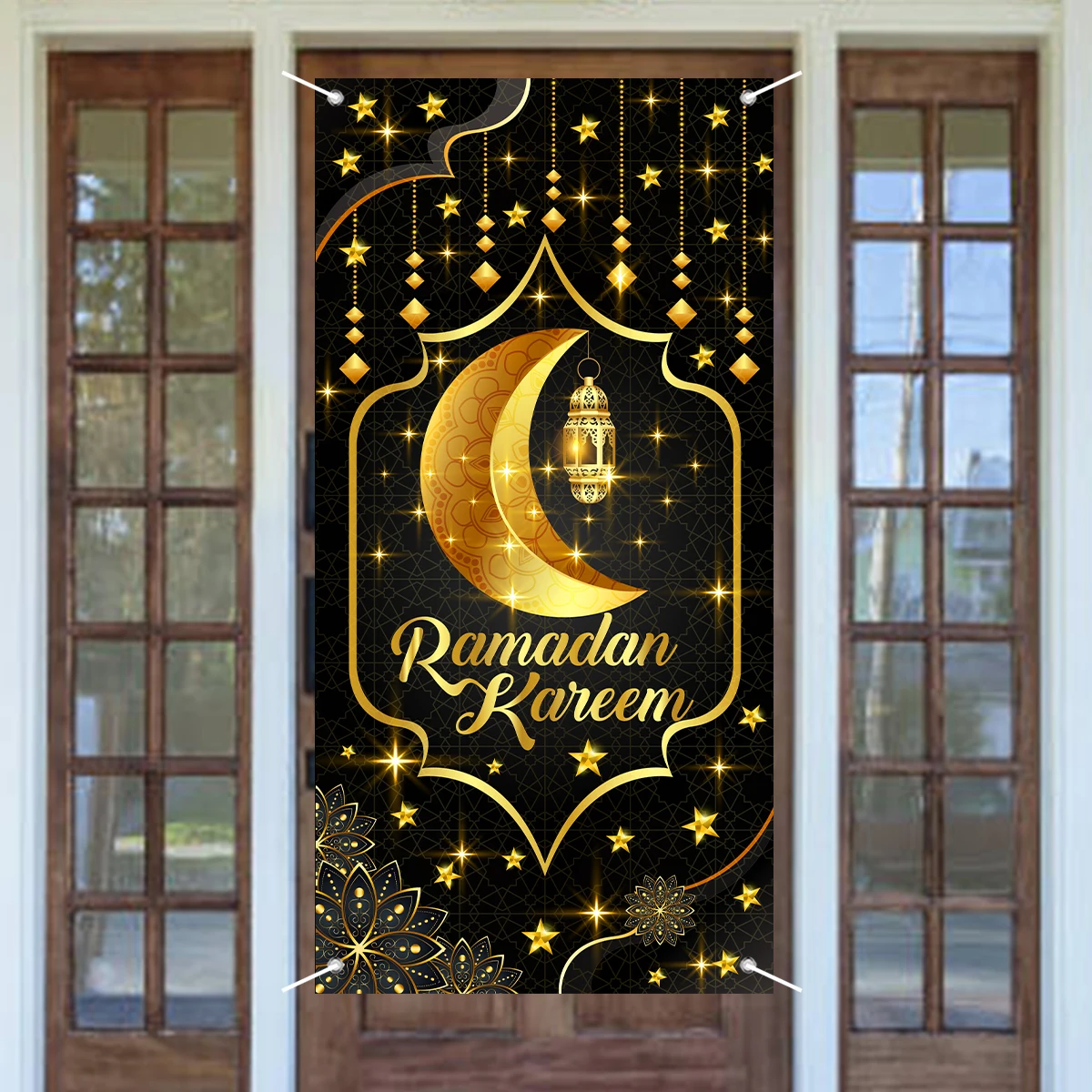 Ramadan Decor Hanging Flag EID Mubarak Decoration 2025 for Home Porch Door Ramadan Kareem Islamic Muslim Party Eid Al-Fitr Gifts