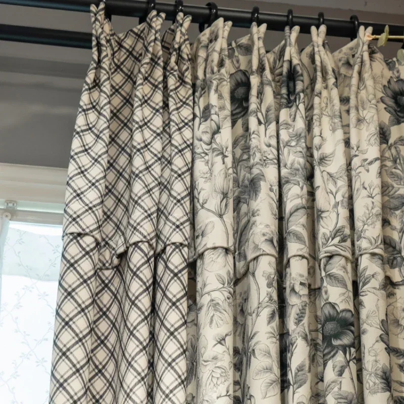 ستائر نافذة مخملية مطبوعة رعوية أمريكية حديثة لغرفة المعيشة وغرفة النوم وتناول الطعام بحجم مخصص للتعتيم العازل الحراري #3