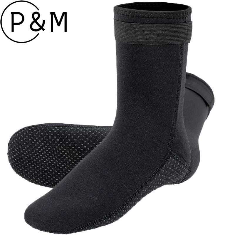 

3MM Thick Neoprene Beach Socks, Mid Tube Thermal Anti-Freeze Anti-Slip Socks for Diving Surfing Snorkeling Water Sports