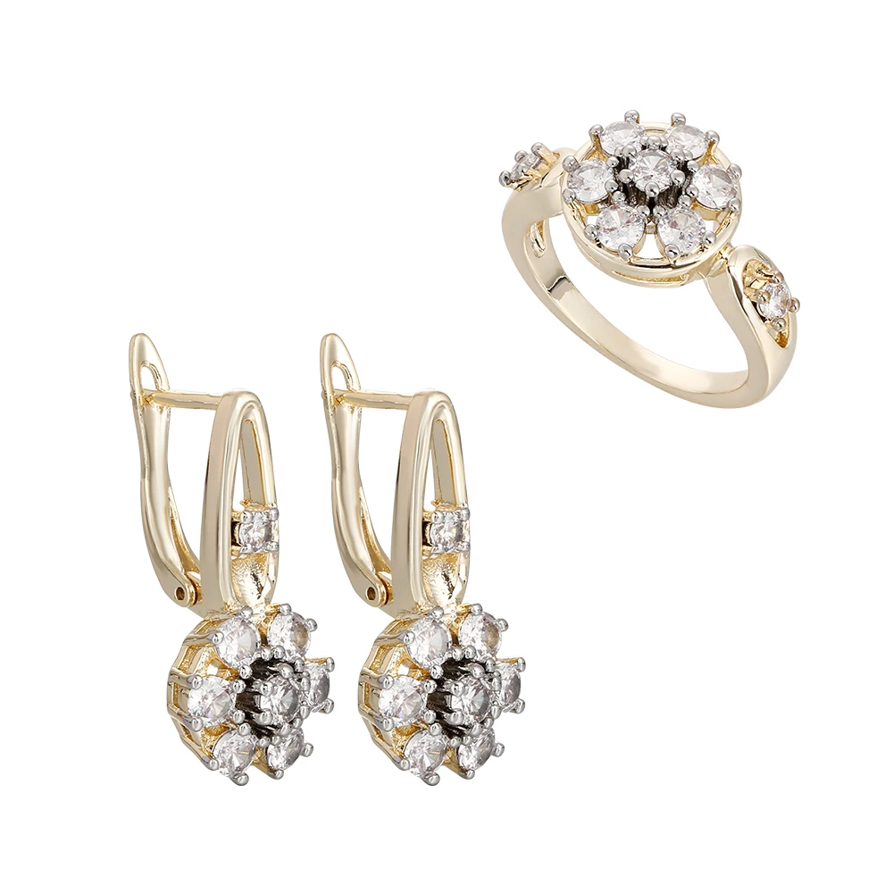 Ohrring-Set mit Schneeflocken-Cluster und eingelegten Zirkonia-Steinen, hohle Ohrringe, Ring, für festliche Anlässe, zarte, funkelnde Diamant-Accessoires, Geschenk zum Geburtstag oder für ein Date. – Detail 9