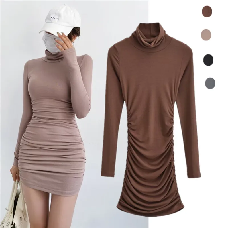 Puro desejo picante menina gola alta plissado bodycon dr sexy emagrecimento interior usar camada base apertado ort saia na moda