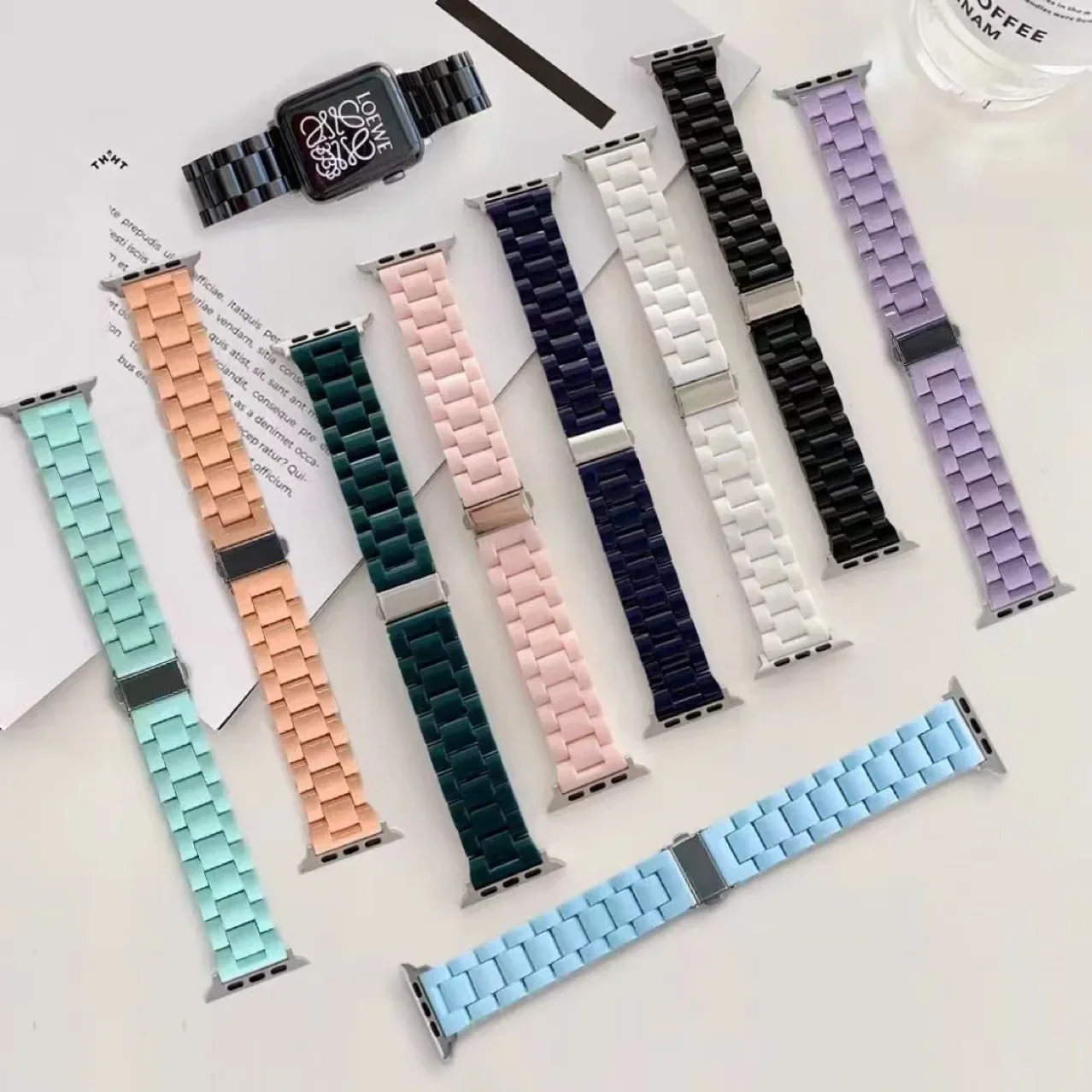 Candy Resin strap for Apple Watch band 46mm 40 41mm 42 44mm 45mm bracelet correa for iWatch series 10/9/8/7/6/5/4/SE/Ultra 49mm