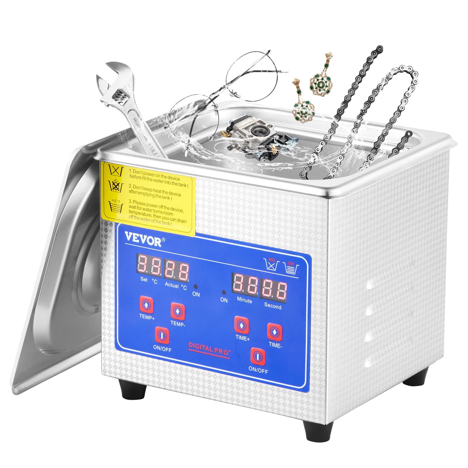 1.3L Por sonic Cleaner with Digital Timer Lave-Dishes  for Home Jewelry Glass Watch Denture Cleaning
