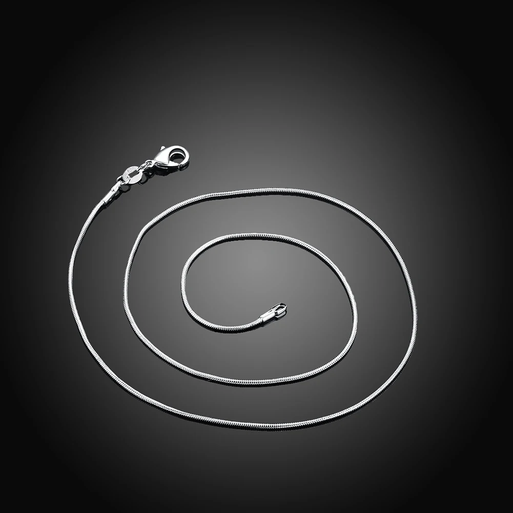 16-30inches 925 sterling silver 1MM snake chain necklace jewelry women wedding fashion Cute  for pendant