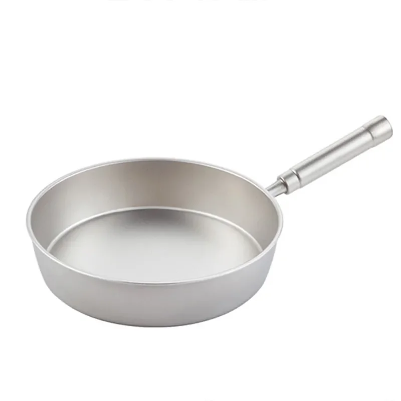 

Pure Titanium Flat Bottom Frying Pan Full Titanium Household Uncoated