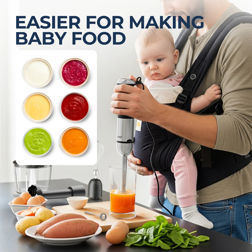 Frullatore elettrico manuale MIUI Frullatore manuale multiuso ad immersione 6 in 1, lame in acciaio inossidabile, casa e cucina, 1200 W