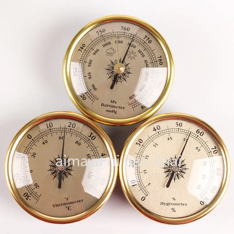 72Mm Gold Barometer Thermohygrometer Multifunctional Atmospheric Pressure Gauge Indoor Weather Forecaster Fishing Outdoor