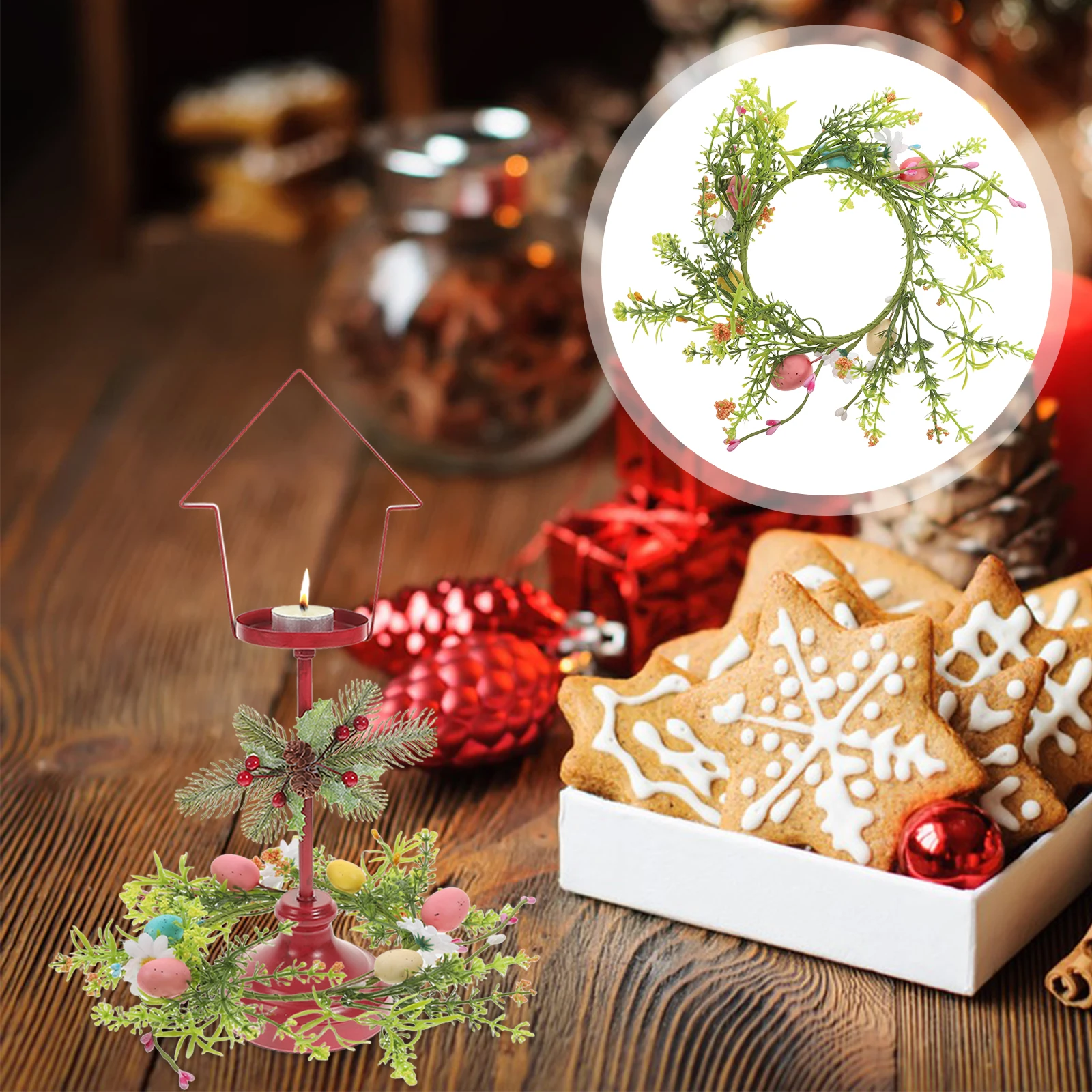 

Easter Wreaths Artificial Egg Simulation Decorative Rings for Spring Party Table Centerpiece Holiday Festival Home Decor