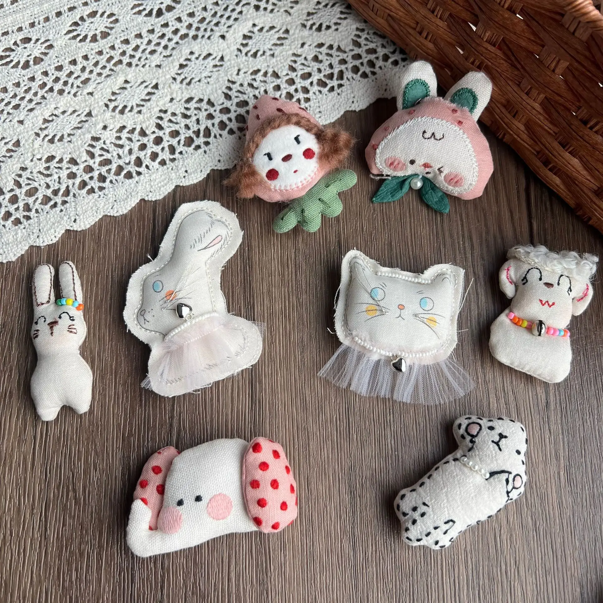 DIY Fabric Cartoon Pink Series Hair Pin Brooch Necklace Charm for Shoe Bag Hat Clothing Embellishment Versatile Premium