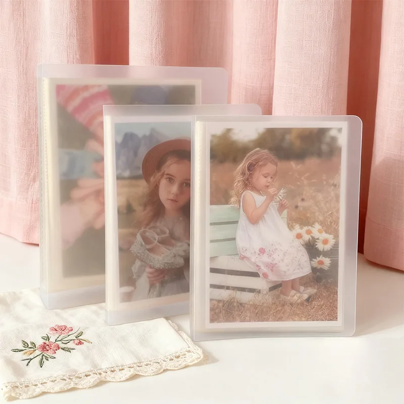 Álbum de Fotos Transparente Esmerilado de 3/5/6/7 Pulgadas, Álbum de Tarjetas con Múltiples Tamaños de Inserción, Adecuado para Colección de Tarjetas de Ídolos, Juegos y Películas