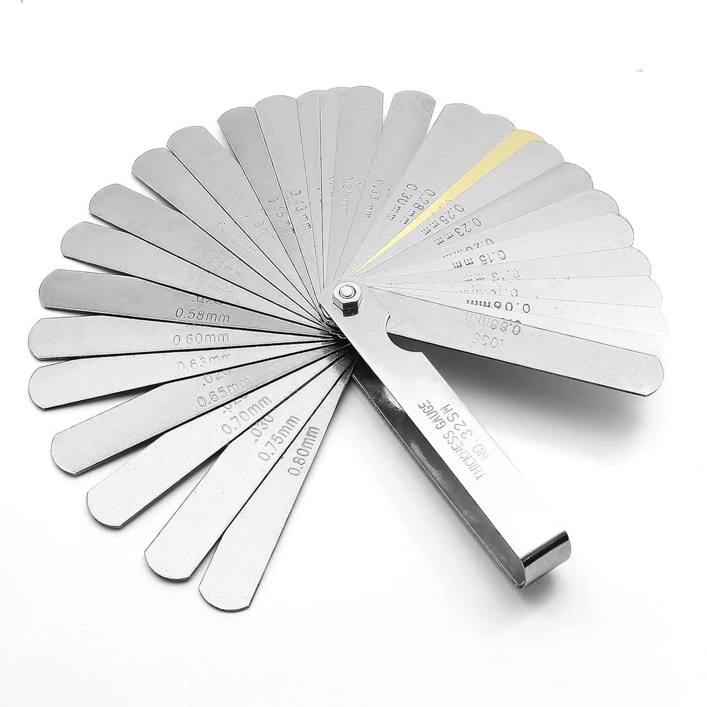 Neues Fühlermaß-Set mit 32 Messblättern, Gitarrenhals-Relief-Messwerkzeug, Werkzeug für Gitarren-Setup, Werkzeuge zur Herstellung von Saitennuten, Instrumente – Detail 13