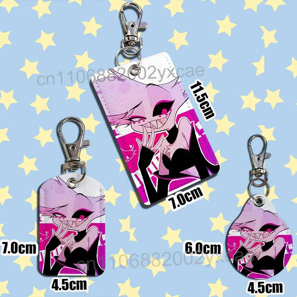 Angel Dust Alastor Hazbin Hotel Rectangle ID Card Case Keychain Access Card Bag Key Tag Ring Leather Card Holder Key Ring Access - view 5