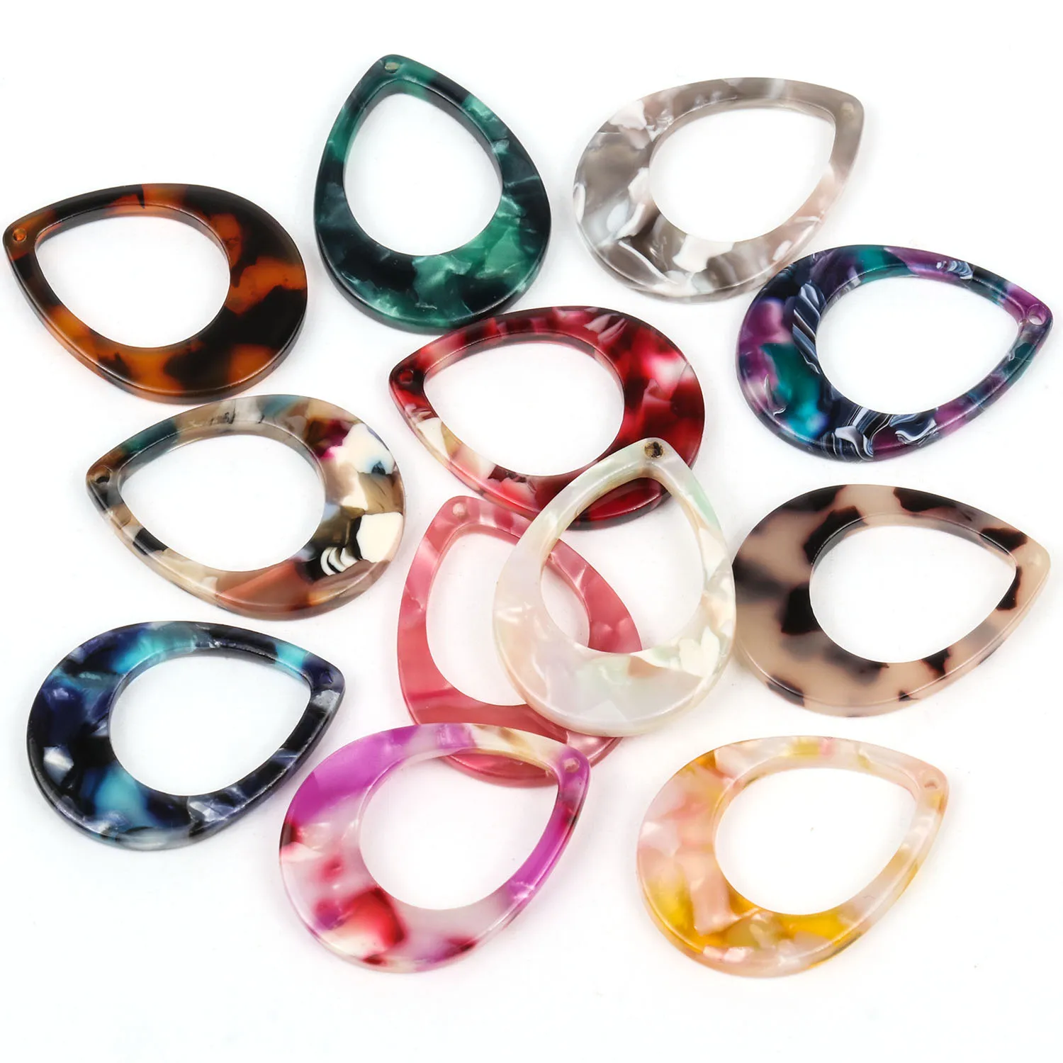 10 sztuk kwas octowy Charms geometryczne Hollow żywica akrylowa zawieszka do tworzenia biżuterii DIY ręcznie robione kolczyki akcesoria naszyjnikowe