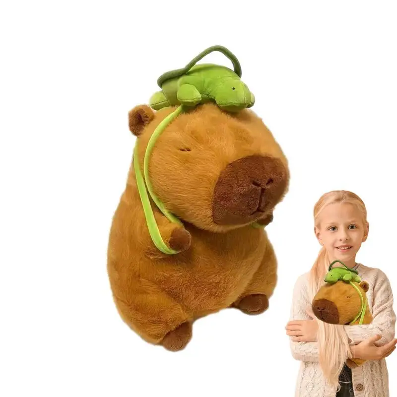 Simulation Capybara Plush Toy with turtle on th back Soft Plushie Capybara stuffed toy for kids Home Decoration birthday gift