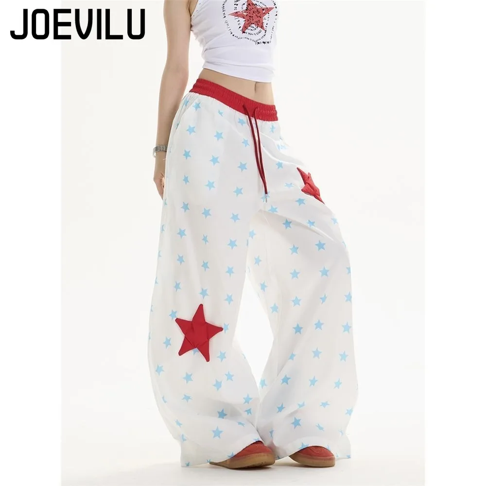 Pantalones de estrella Retro americanos, pantalones informales estampados para mujer, nuevos pantalones holgados, finos y versátiles, ligeros, de pierna ancha, ropa para mujer