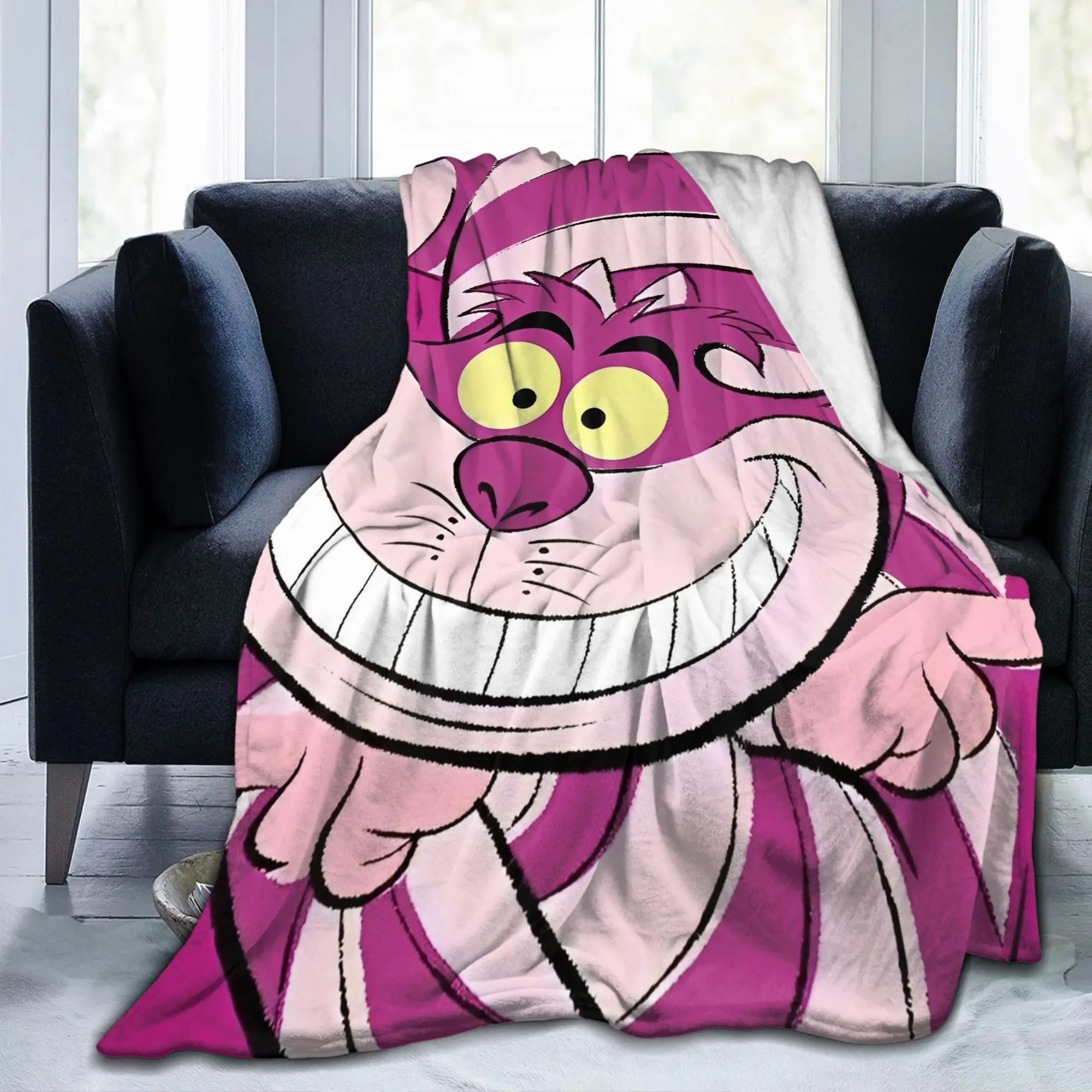 

Вязаное одеяло с рисунком Алисы в стране чудес, Чеширский кот, флисовое теплое одеяло для дома, дивана, спальни, одеяло