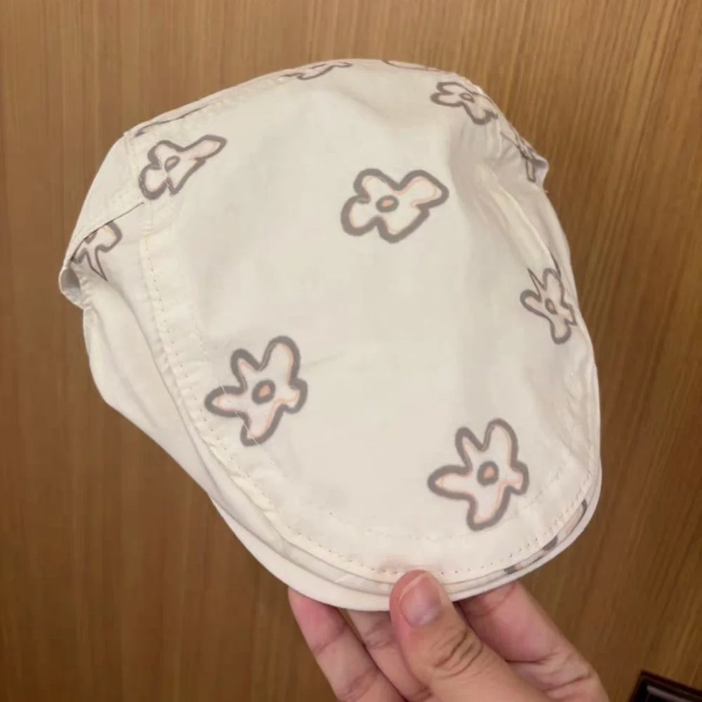 Индивидуальный берет с милым цветком, повседневная восьмиугольная шляпа с героями мультфильмов, шляпа художника в британском стиле, шляпа художника Y2k, уличная одежда